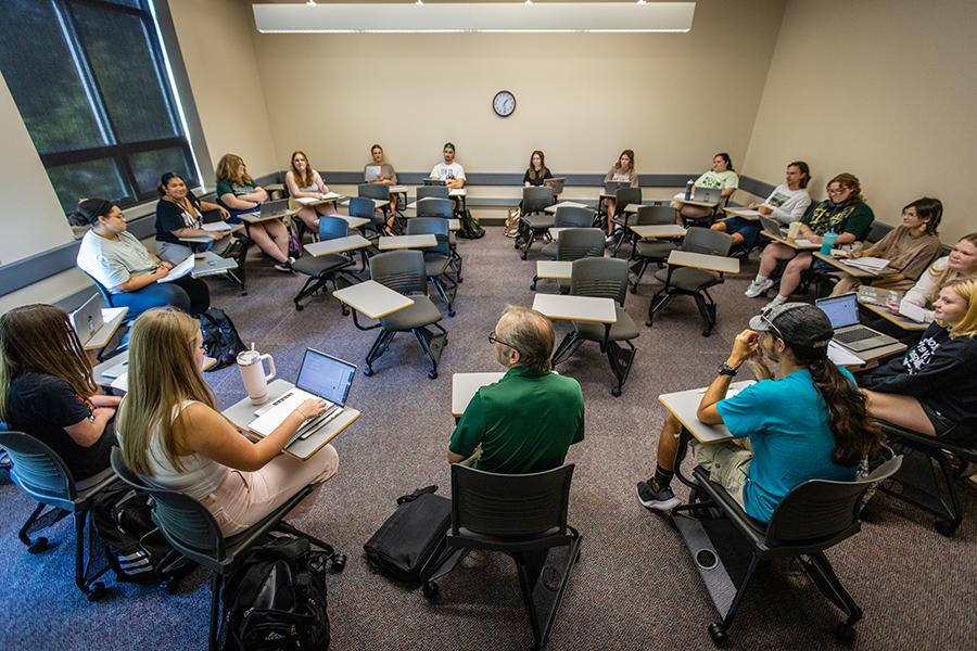 Northwest students participate in a creative writing class this fall. (Photo by Todd Weddle/Northwest Missouri State University)